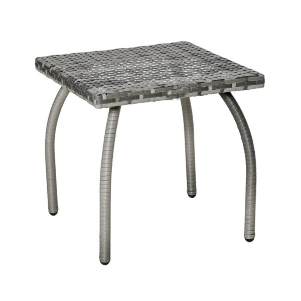 Gray Handwoven Rattan Outdoor Coffee Table with Steel Frame