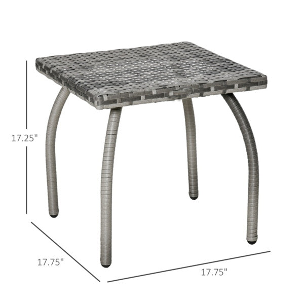 Gray Handwoven Rattan Outdoor Coffee Table with Steel Frame