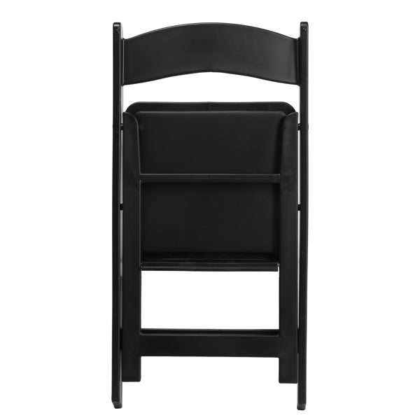 Folding Resin Chair with Padded Seat Black