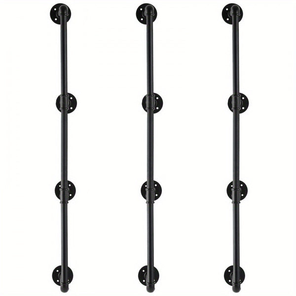 4-Tier Wall-Mount Industrial Pipe Shelf Set of 3 (Planks Not Included)