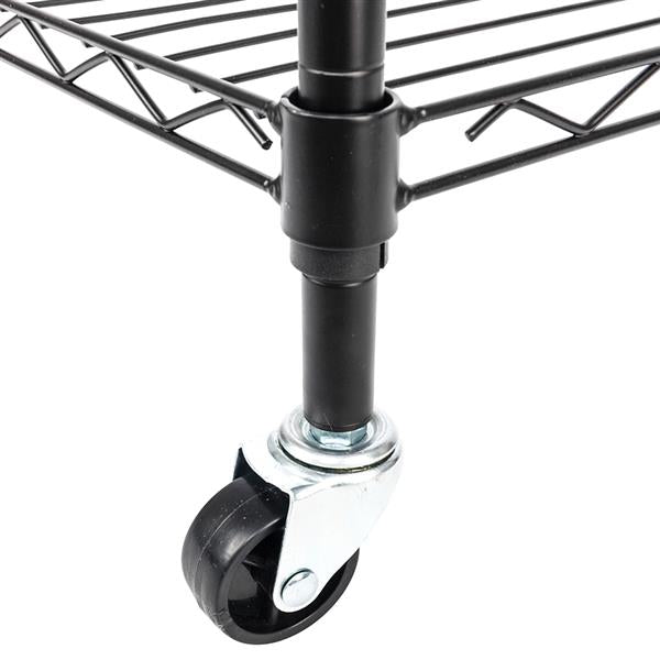 Heavy Duty Garment Rack with Adjustable Shelves & Wheels Black