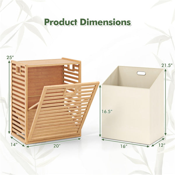 Bamboo Tilt-Out Laundry Hamper with Fabric Bin