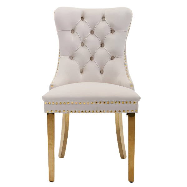 Modern Velvet Dining Chairs with Gold Legs Set of 2