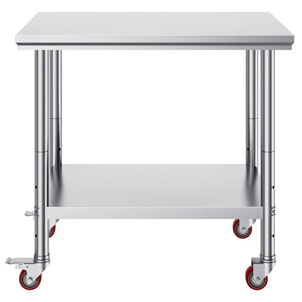 36x24 Inch Stainless Steel Work Table with 4 Wheels