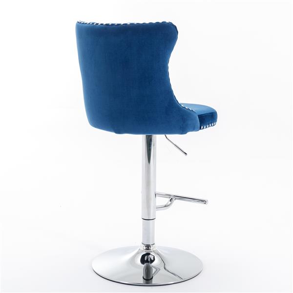 Velvet Swivel Barstools Adjustable Height Set of 2