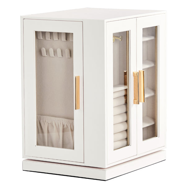 360° Rotating White Jewelry Cabinet with 5 Drawers