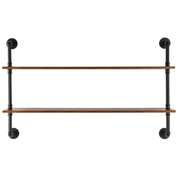 2-Tier Industrial Pipe Wall Shelf