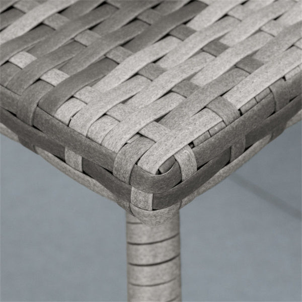 Gray Handwoven Rattan Outdoor Coffee Table with Steel Frame