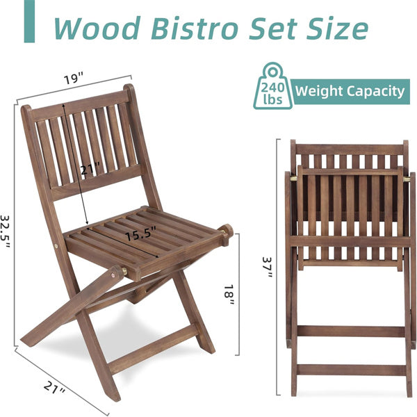 3-Piece Acacia Wood Folding Bistro Set