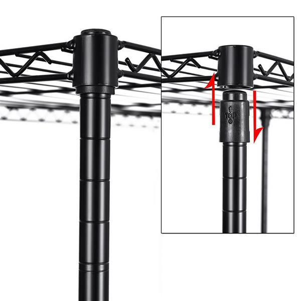 Heavy Duty Garment Rack with Adjustable Shelves & Wheels Black