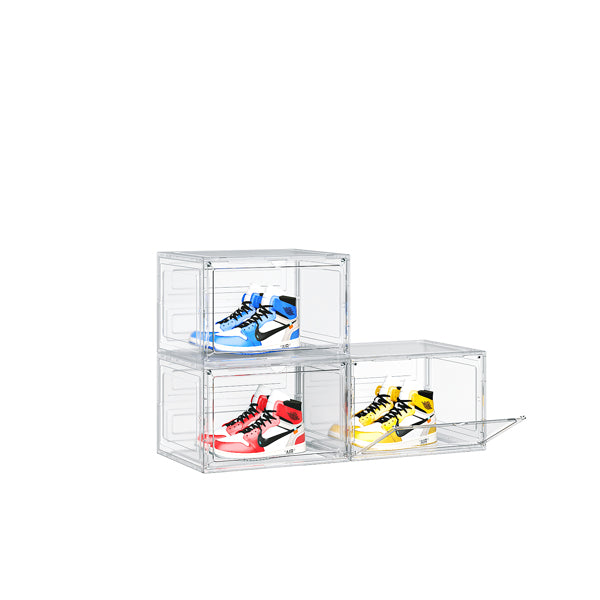 3-Piece White Plastic Mesh Modular Shoe Box Set
