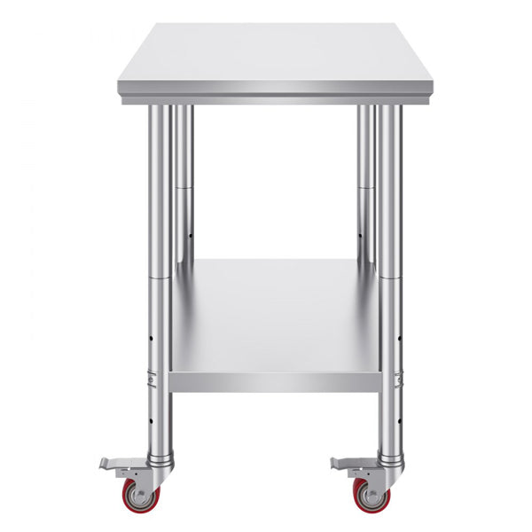 36x24 Inch Stainless Steel Work Table with 4 Wheels