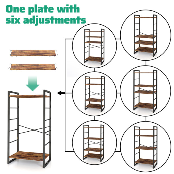 Small 4-Tier Adjustable Bookshelf Metal Bookcase
