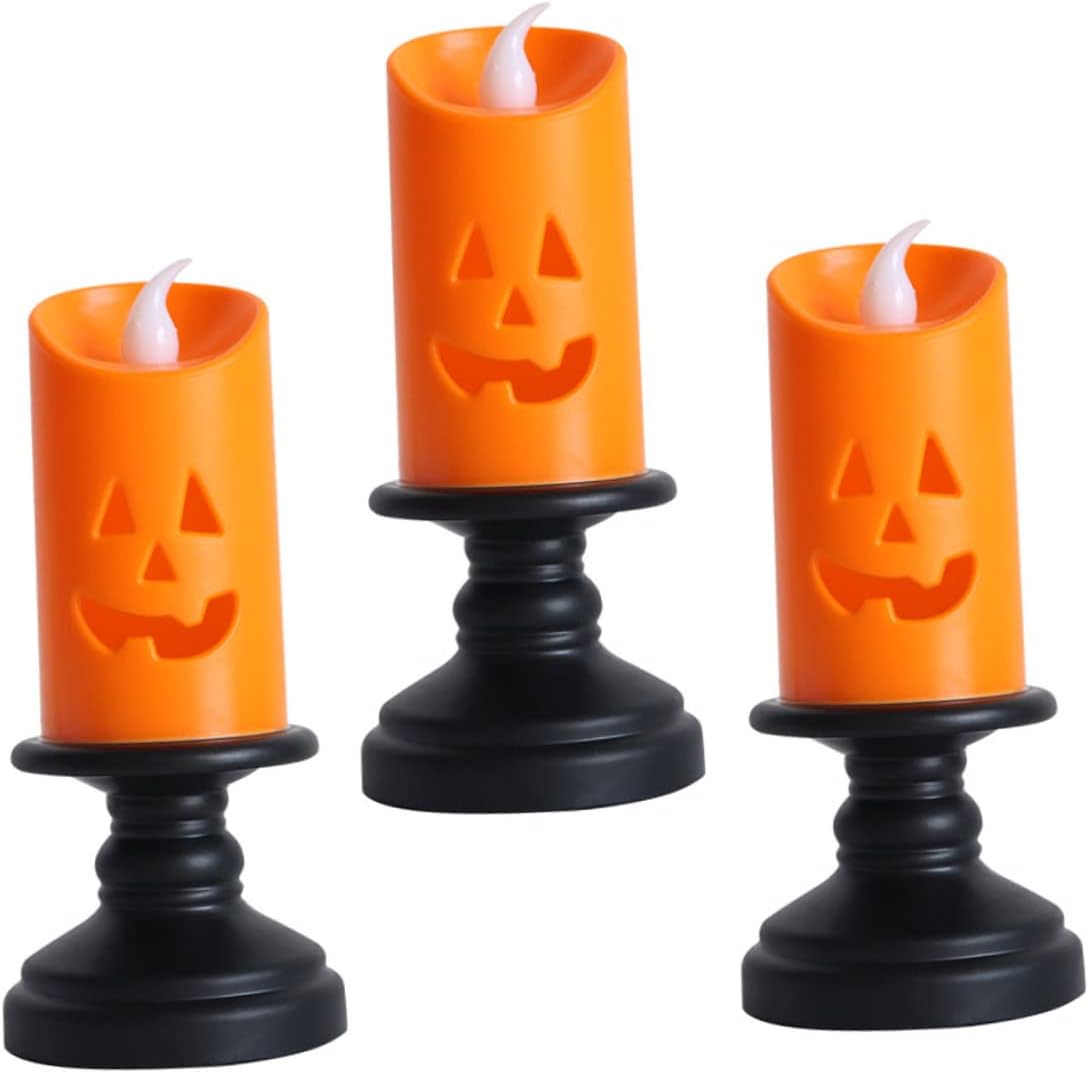 Halloween LED Pumpkin Candle Table Decor – Battery Powered