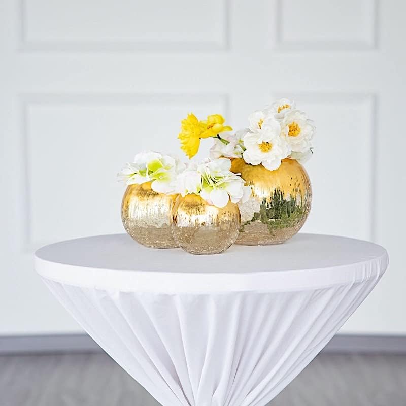 6" Crackle Glass Round Candle Holder Vase – Wedding & Party Centerpiece