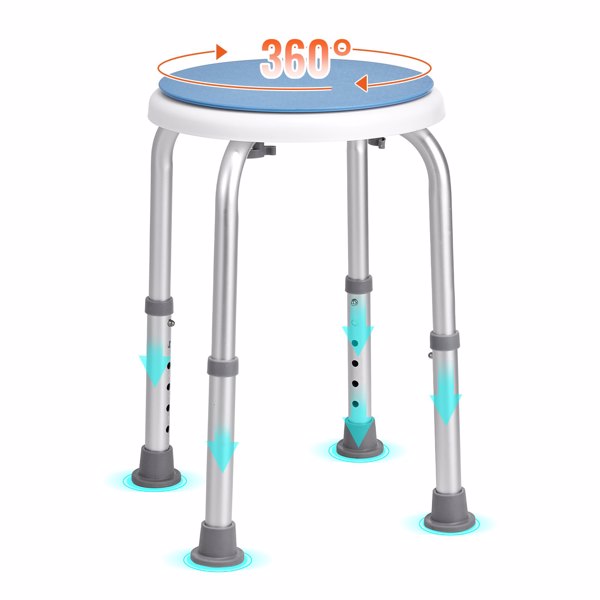 Adjustable 300lb Shower Chair with Anti-Tip Design