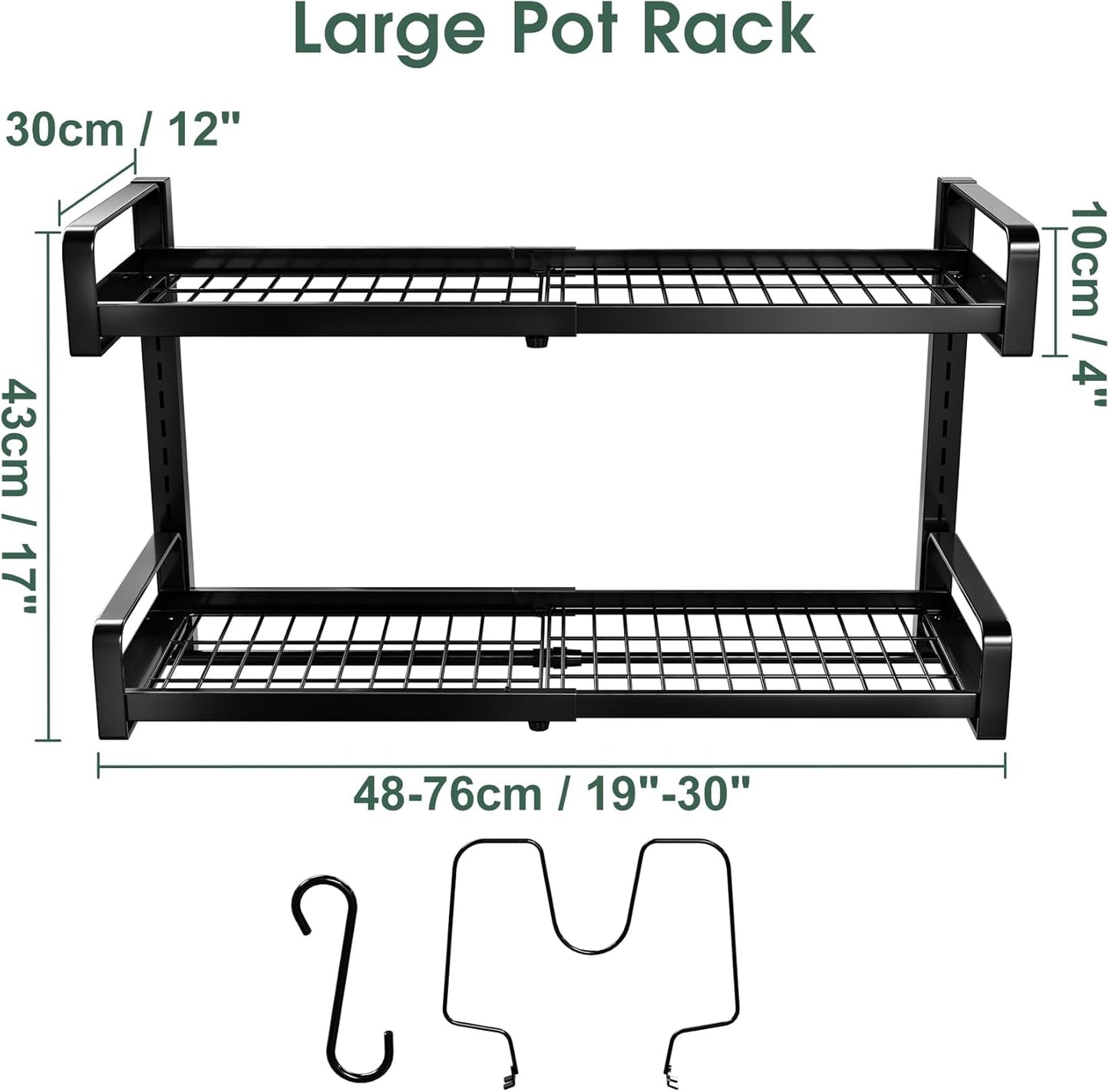 Home Collection 19" - 30" Wall-Mounted Pot & Pan Rack Organizer