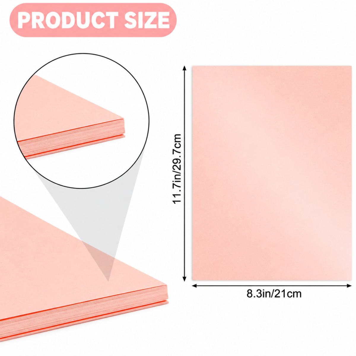Home Collection 30 Sheets 8.3 x 11.7 Inch, 92lb/250gsm Rose Gold Pink Shimmer Cardstock