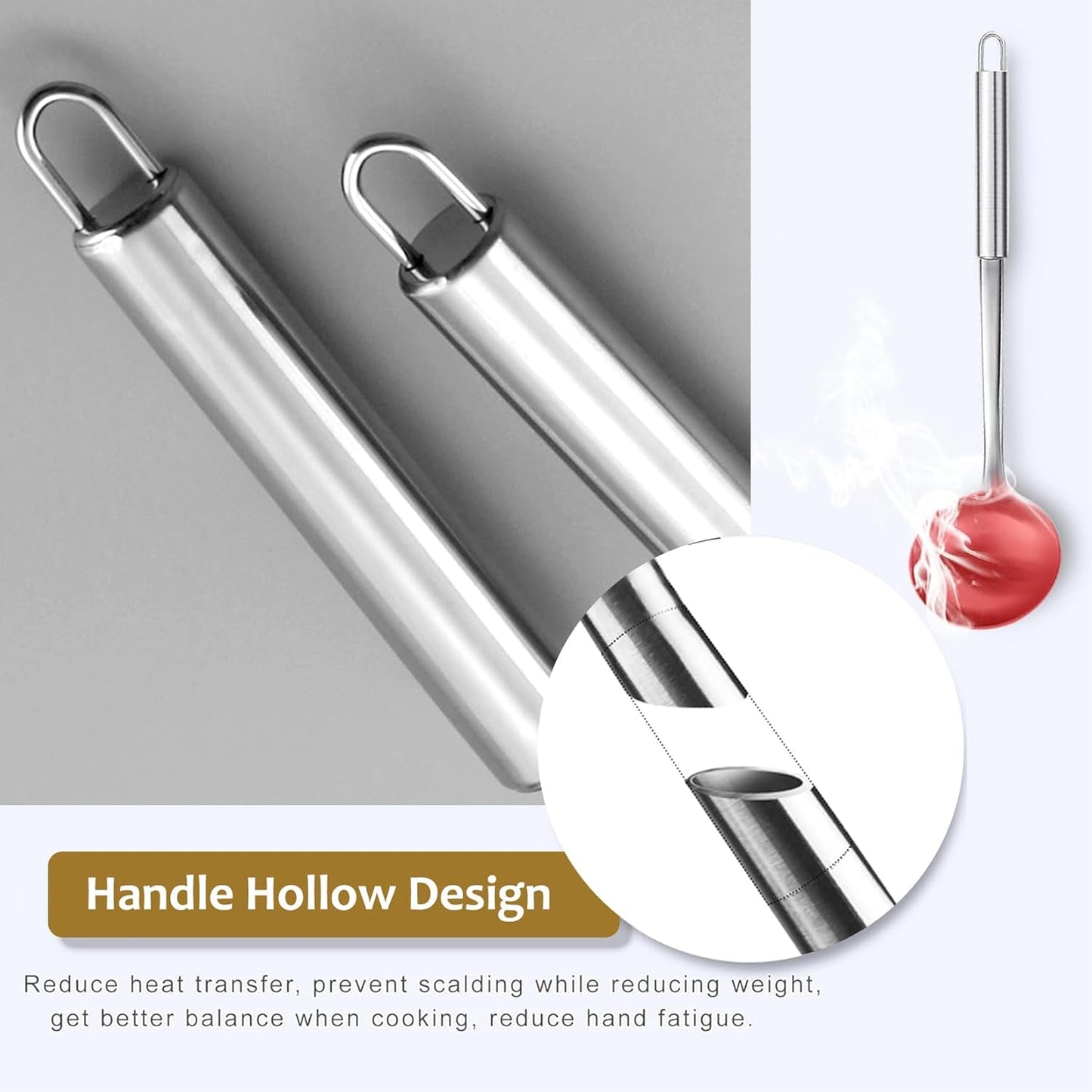 Home Collection 6 Piece Stainless Steel Cooking Utensil Set Heat Resistant Tools