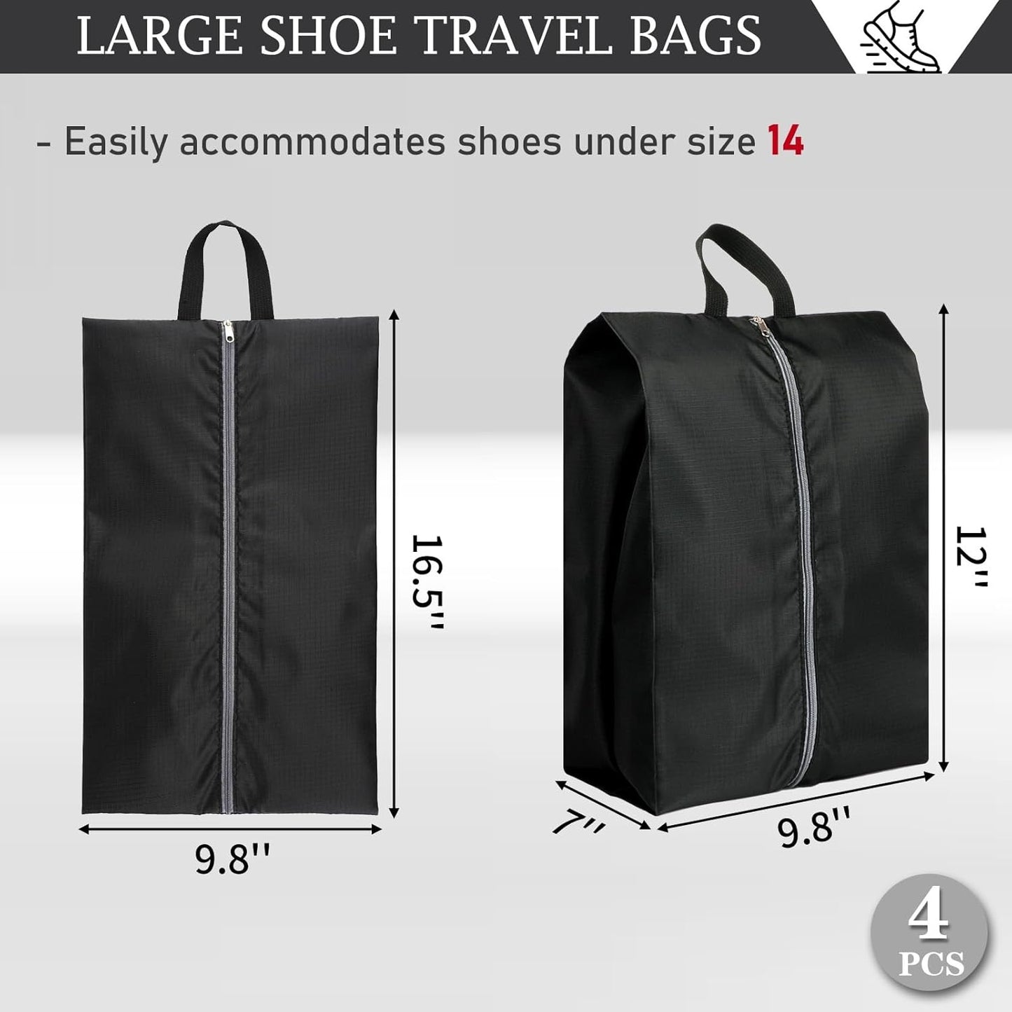 Home Collection Portable Waterproof Travel Shoe Bag with Zipper Storage Organizer