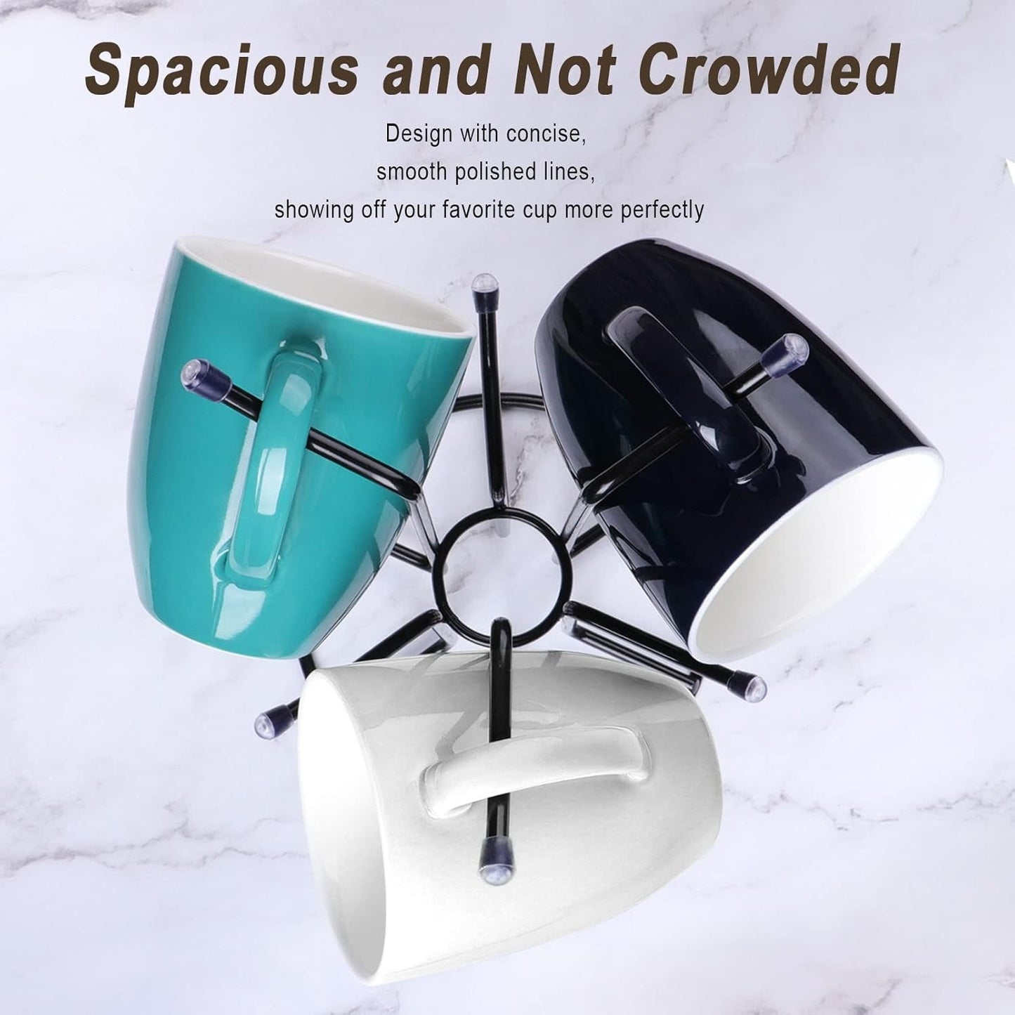 Home Collection Black Metal Mug Tree with 6 Hooks