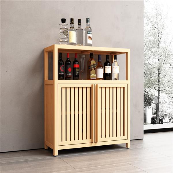 Large Bamboo Storage Cabinet with Shelves