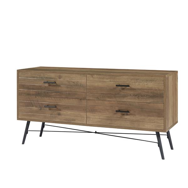 4-Drawer Chest Dresser TV Stand Rustic Walnut