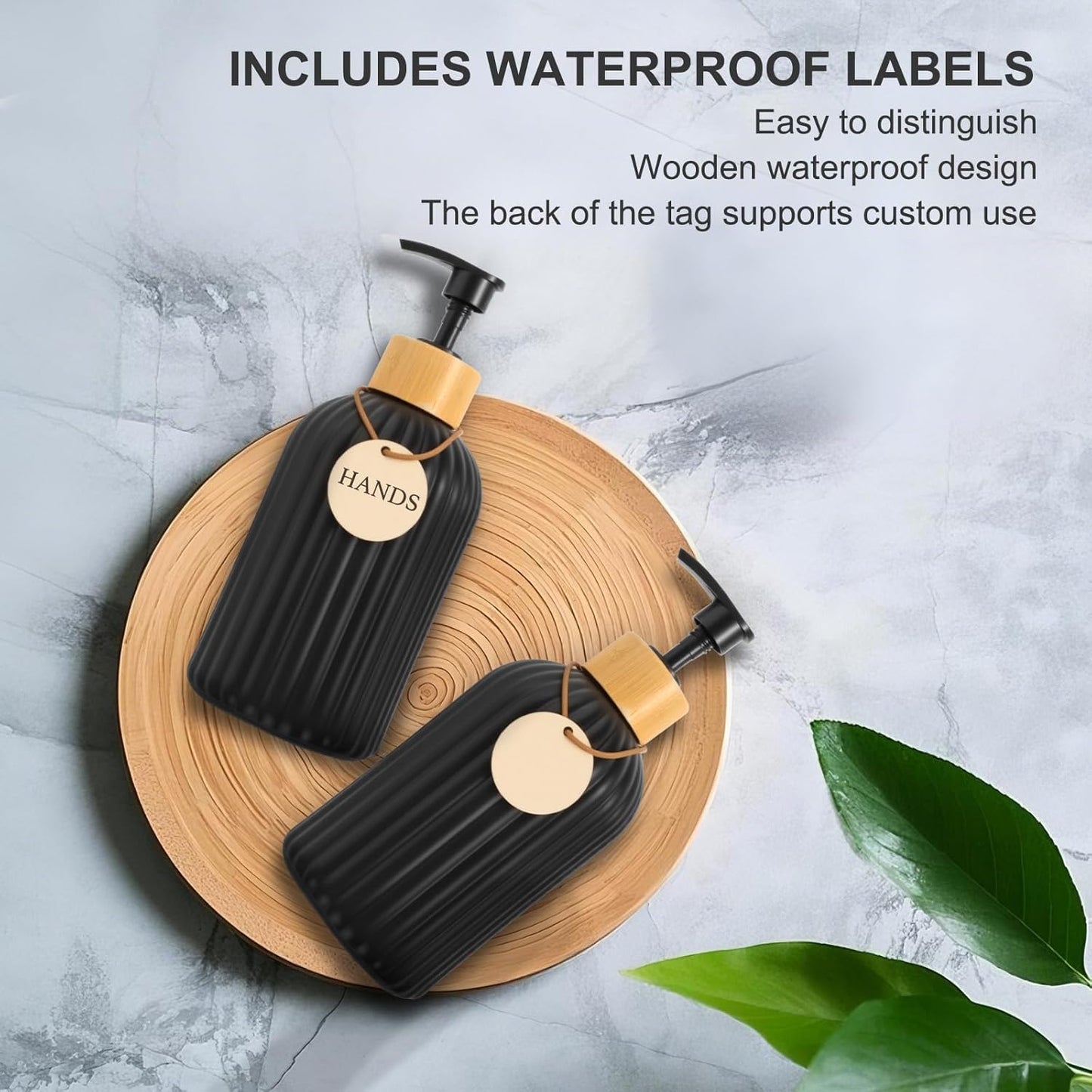 Home Collection 2-Pack 14.5 oz Glass Soap Dispenser with Bamboo Pump