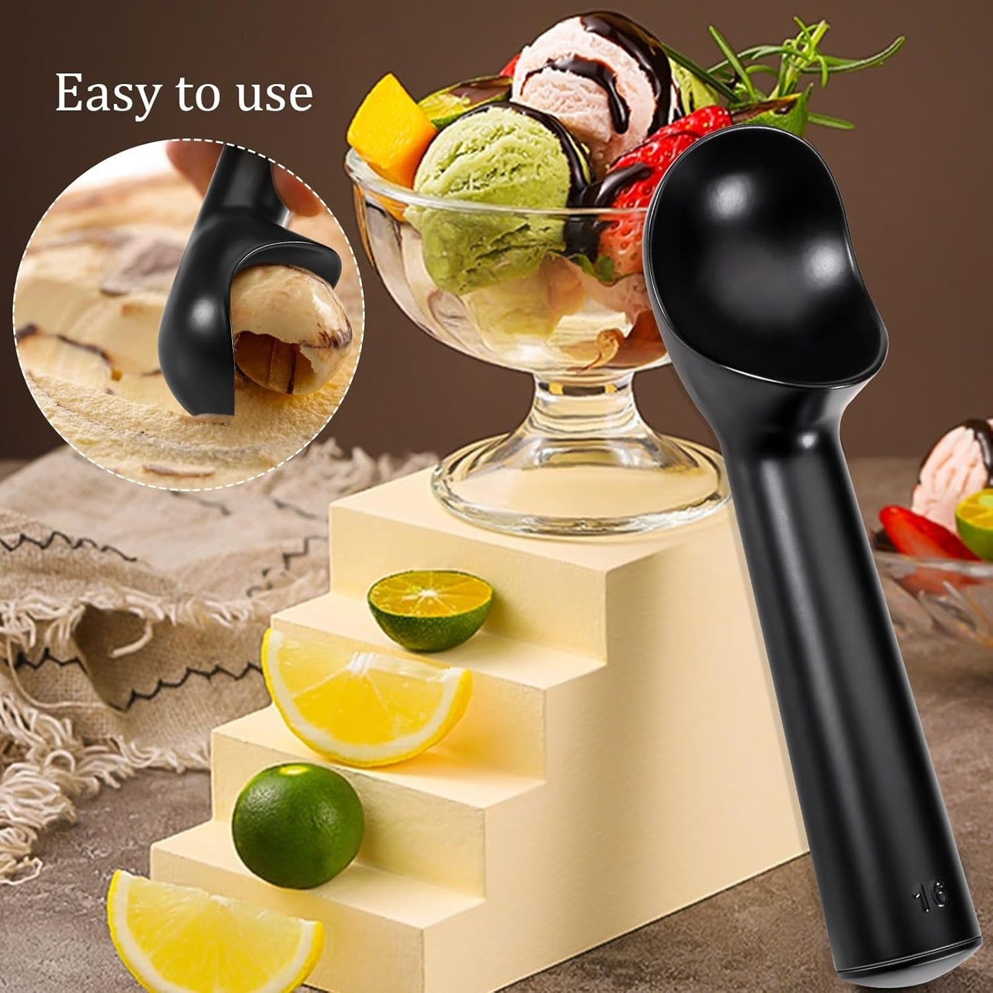 Home Collection 2-Pack Anti-Freeze Ice Cream Scoop Black