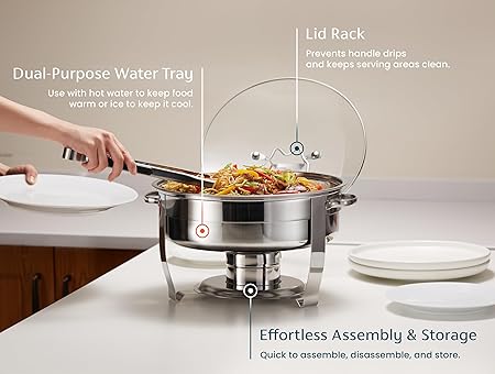 Home Collection Round Chafing Dish Buffet Set