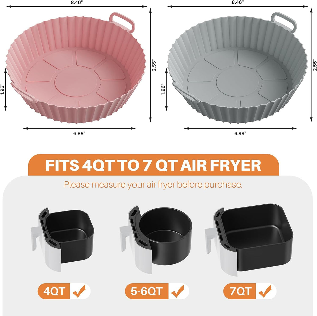 Home Collection 2-Pack Silicone Air Fryer Liners for 4–7 QT