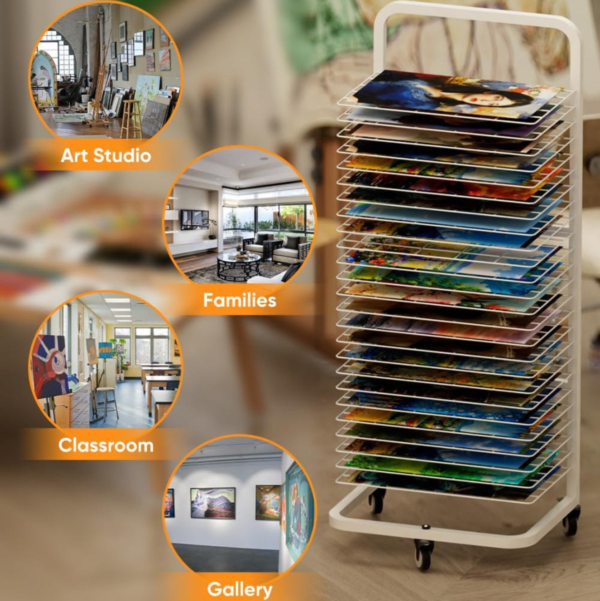 Home Collection Art Drying Rack with 25 Removable Shelves