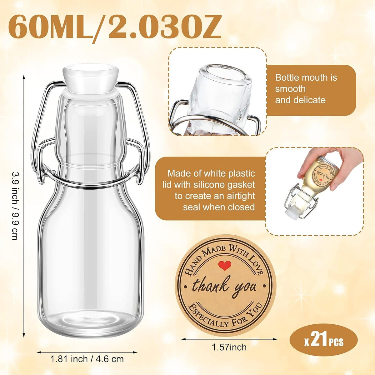 Home Collection 20-Pack 2 OZ Mini Swing Top Glass Bottles