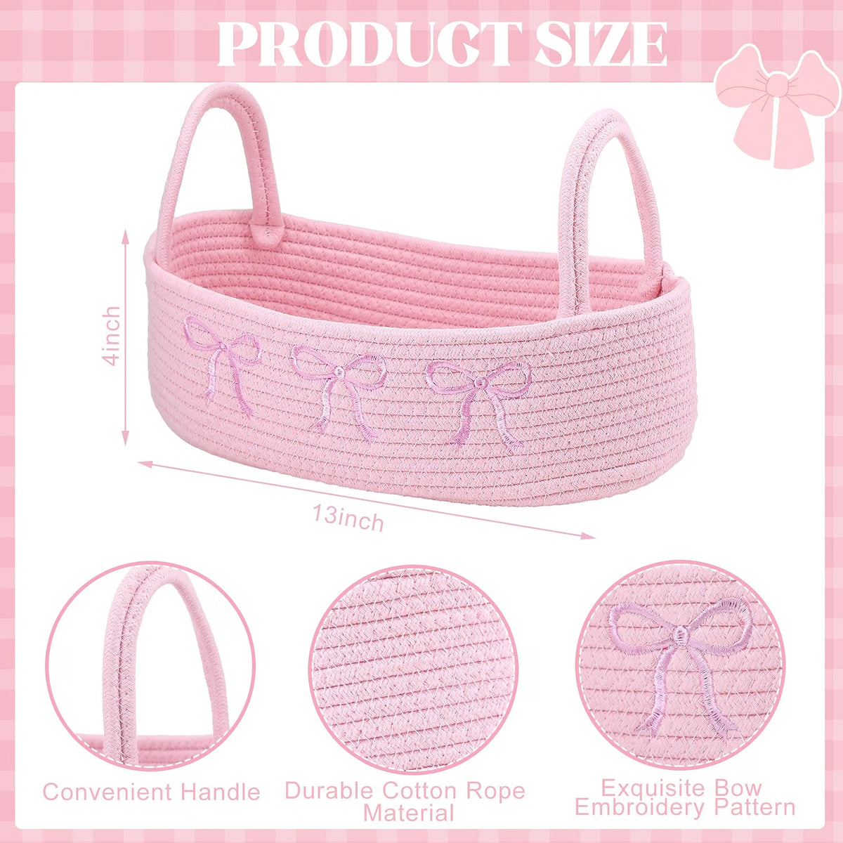 Home Collection Cotton Rope Woven Bathroom Storage Basket with Handle 13 Inch