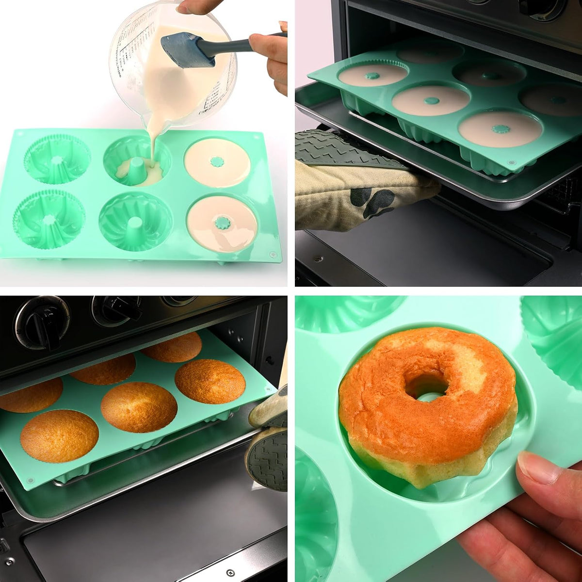 Home Collection Nonstick Silicone Baking Mold 6-Cavity Mini Fluted Cake Pan