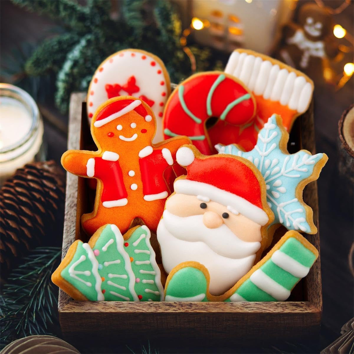 Home Collection Pack of 12 Christmas Cookie Cutter Set Stainless Steel Holiday Baking Shapes