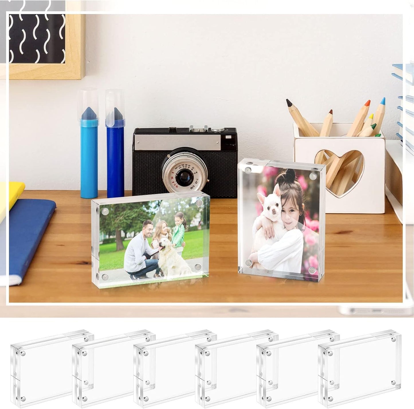 Home Collection 3 Pack Magnetic Photo Frames 2.5 X 3.5 Inch