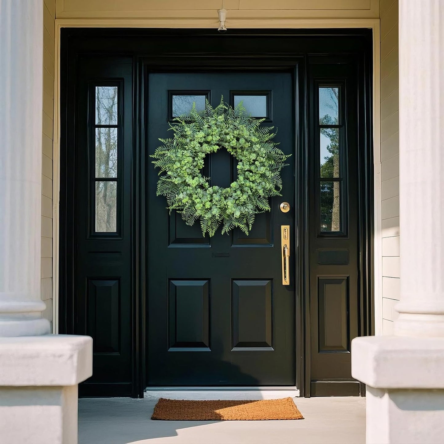 Home Collection Artificial Eucalyptus and Fern Wreath for Front Door 26Inch