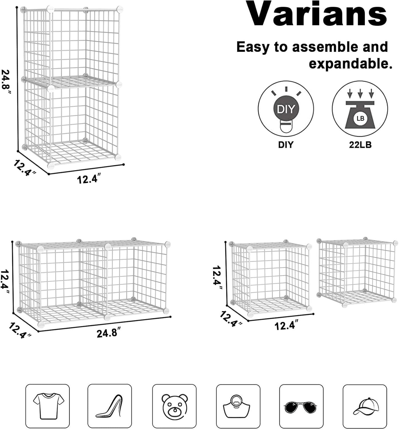 Home Collection 2-Cube Wire Storage Organizer Shelf