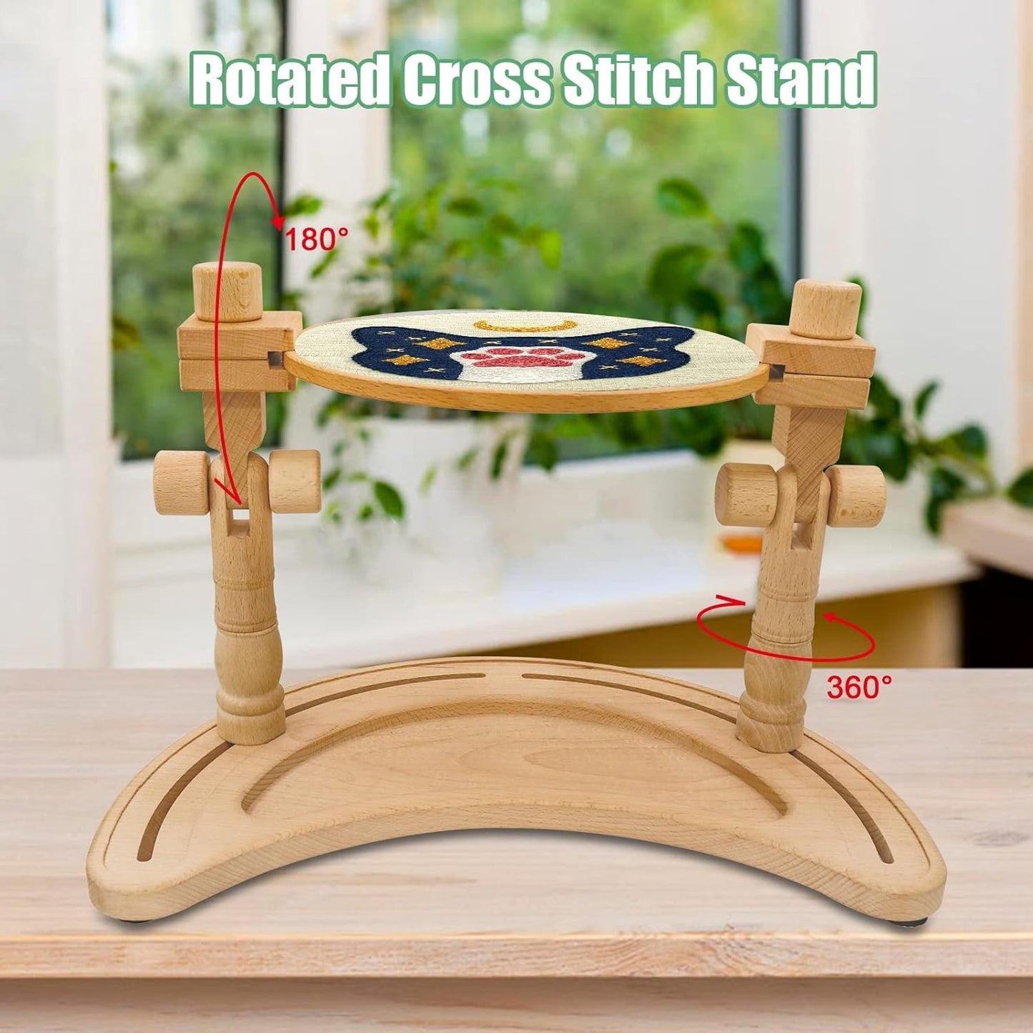 Home Collection Adjustable Wooden Embroidery Hoop Stand
