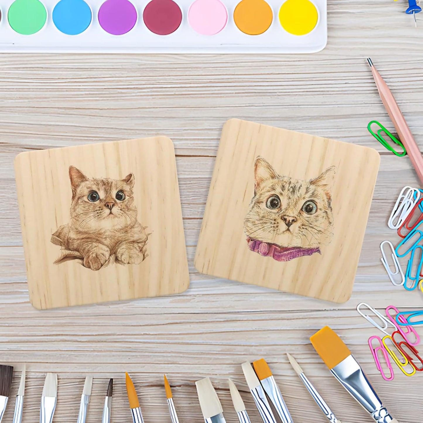 Home Collection 24-Pc Unfinished Square Wood Coasters