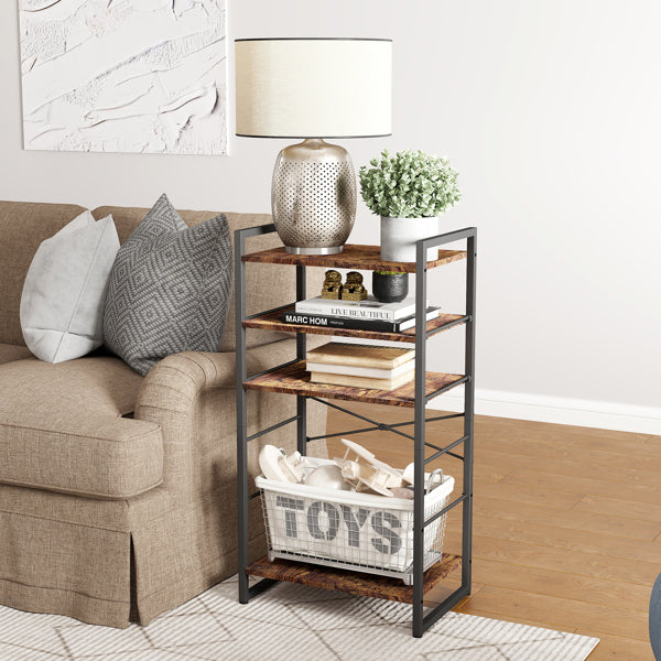 Small 4-Tier Adjustable Bookshelf Metal Bookcase