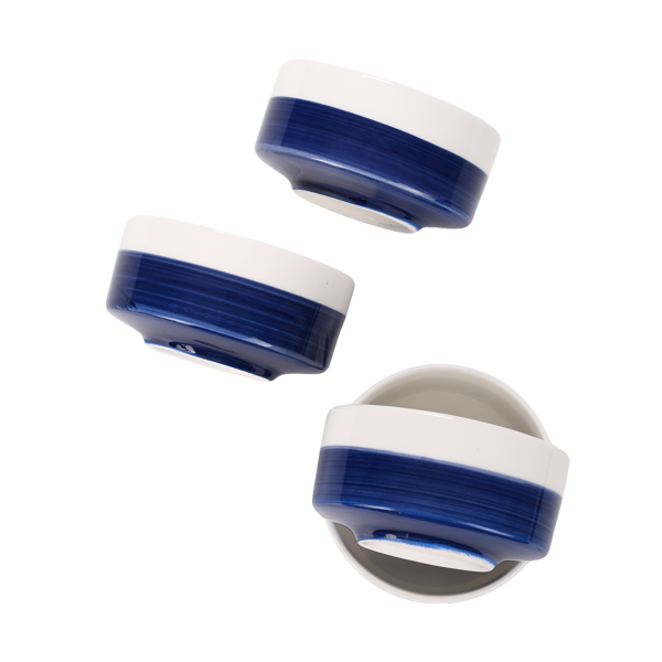 10oz White-Blue Ceramic Bowls Set of 4