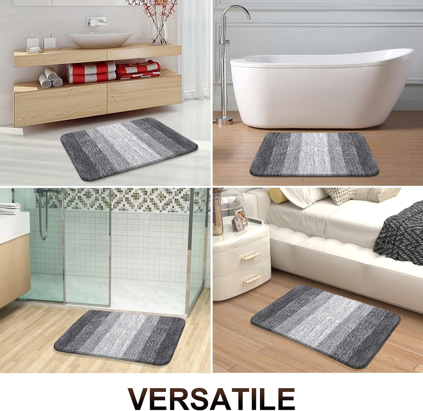 30x20 Microfiber Bathroom Rug – Soft Absorbent Bath Mat with Non-Slip Rubber Backing