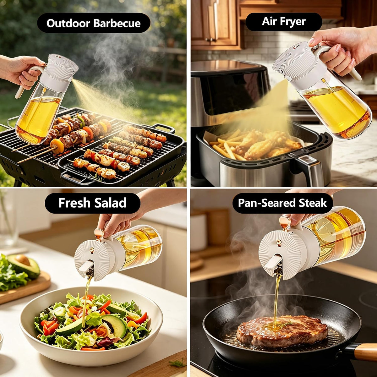 Home Collection 2-in-1 Glass Olive Oil Sprayer and Dispenser