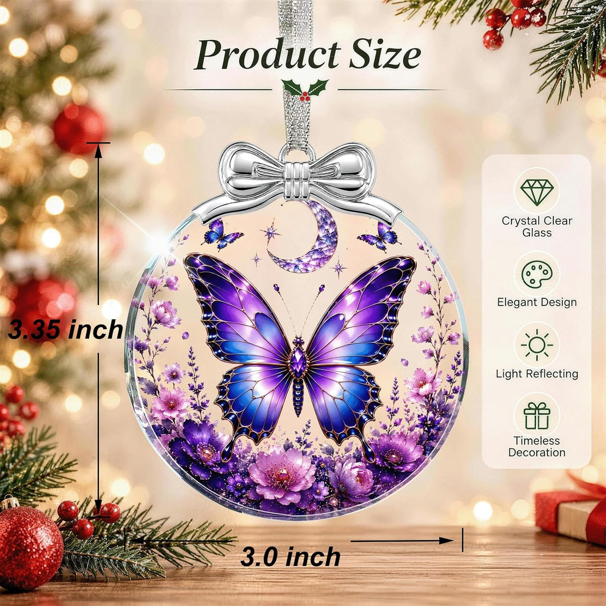 Home Collection Crystal Glass Christmas Ornament Hanging Tree Decoration and Holiday Keepsake Gift