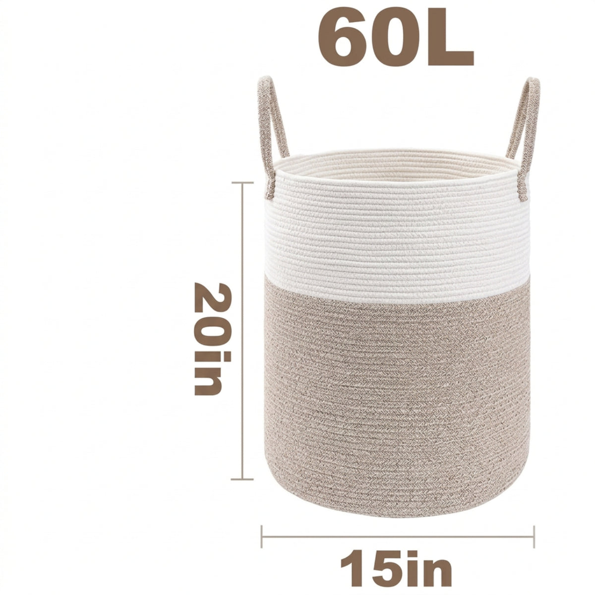 Home Collection Large Woven Laundry Basket Hamper 60L