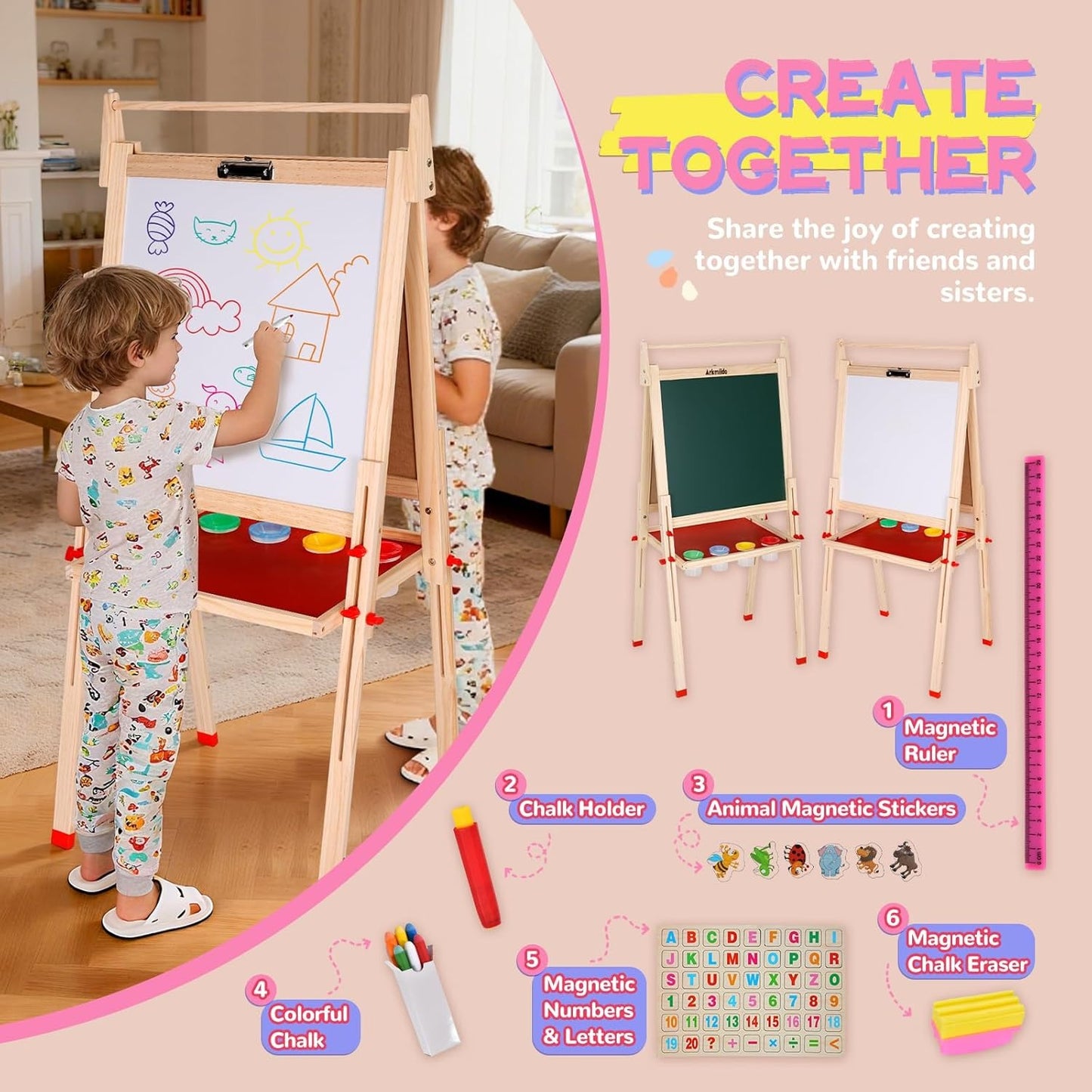 Home Collection Adjustable Wooden Art Easel