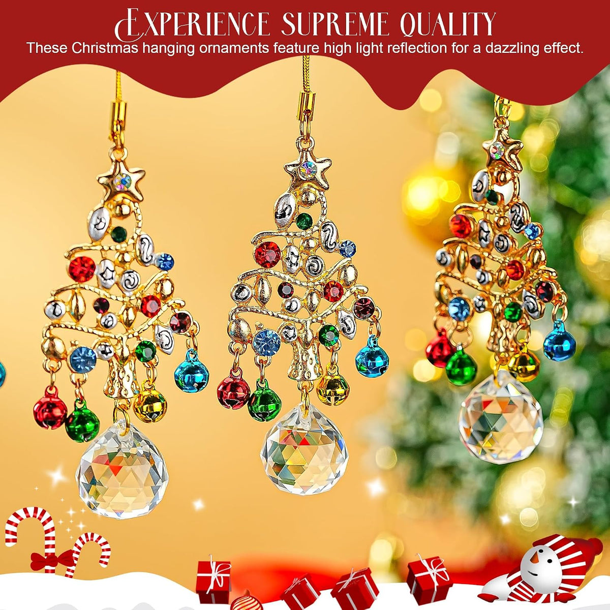 Home Collection Crystal Christmas Tree Ornament Sparkling Hanging Suncatcher Decoration
