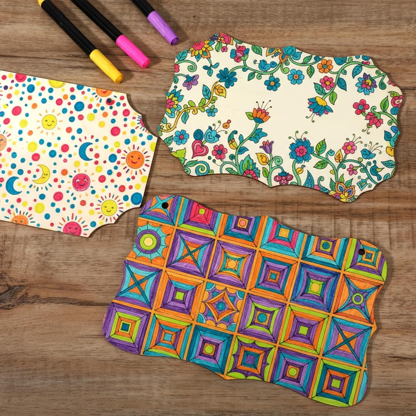 Home Collection 6-Pack Unfinished Wood Plaques with Jute Rope 8.8 x 5.7 Inch